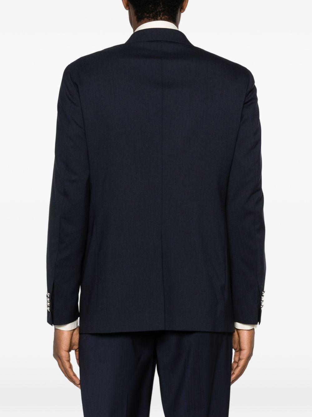Blazer blu doppiopetto con rever a punta 