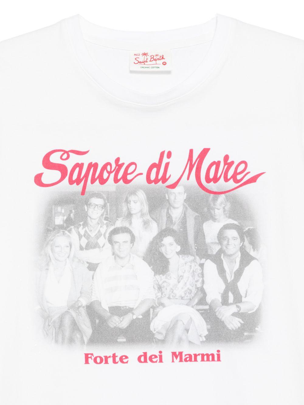 T-shirt bianca in cotone con stampa 