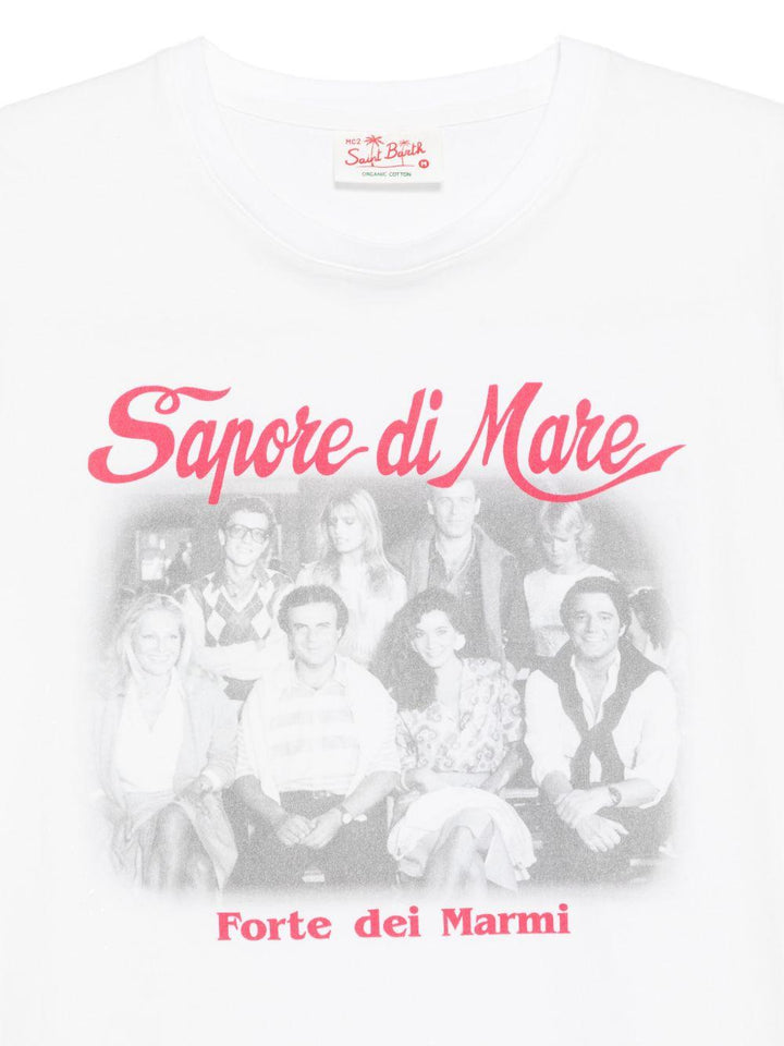 T-shirt bianca in cotone con stampa 