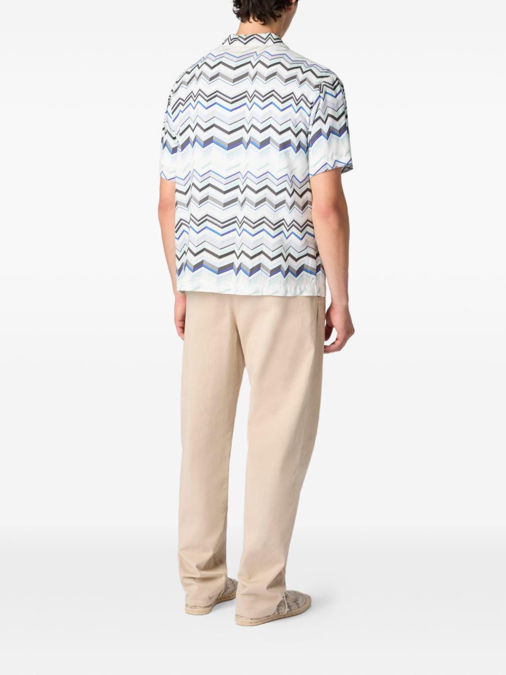Camicia bowling blu con motivo zigzag 