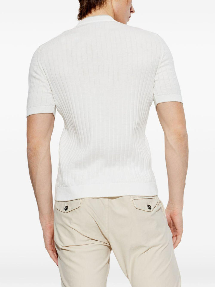 Maglia bianca e taupe a coste 