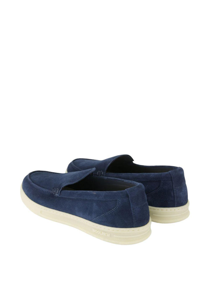 Mocassino blu in pelle scamosciata 