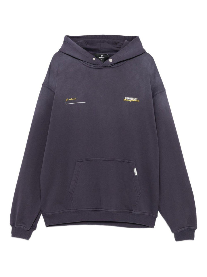 Felpa con cappuccio e logo blu prugna 