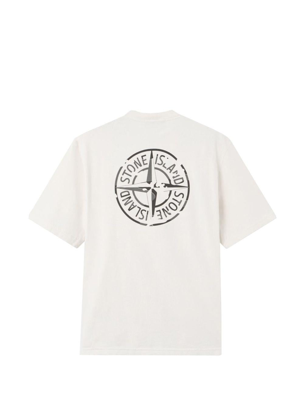 T-shirt girocollo avorio con logo 