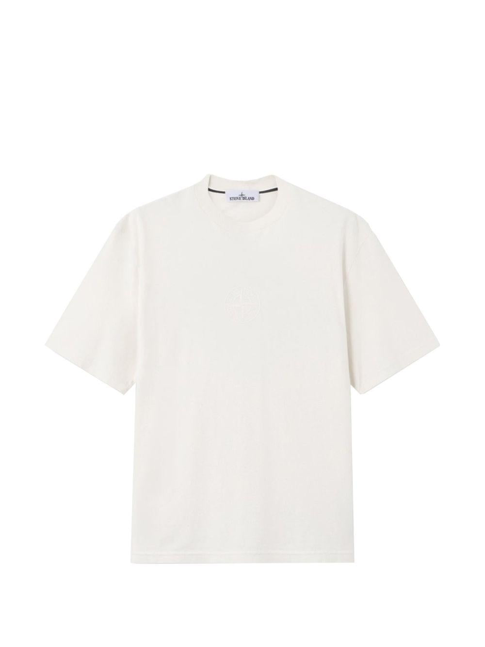 T-shirt girocollo avorio con logo 