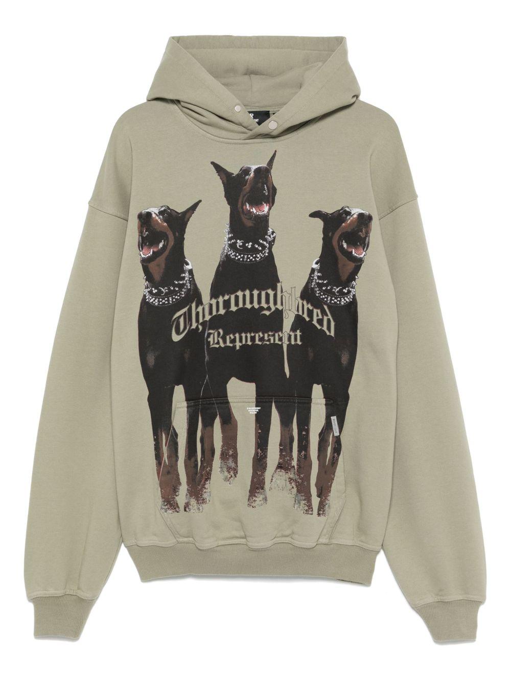 Felpa con cappuccio khaki Thoroughbred 
