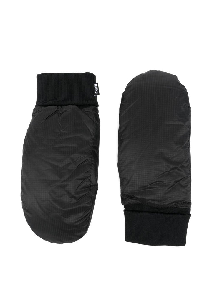 Padded mittens with black logo