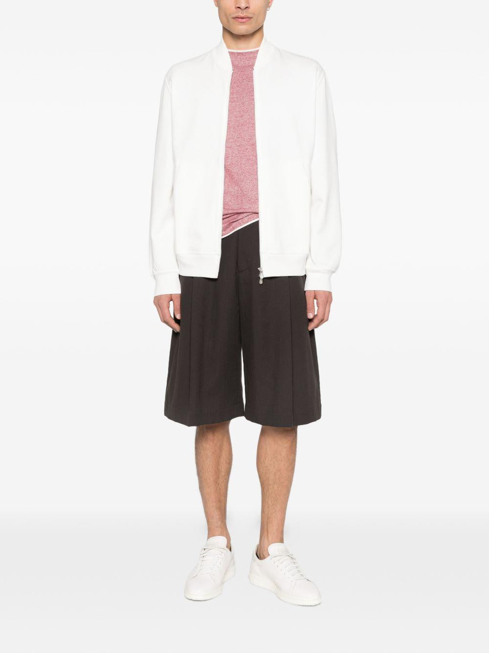 Felpa con zip bianco opaco 