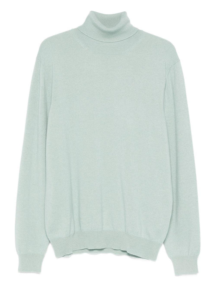 Maglione verde salvia a collo alto 