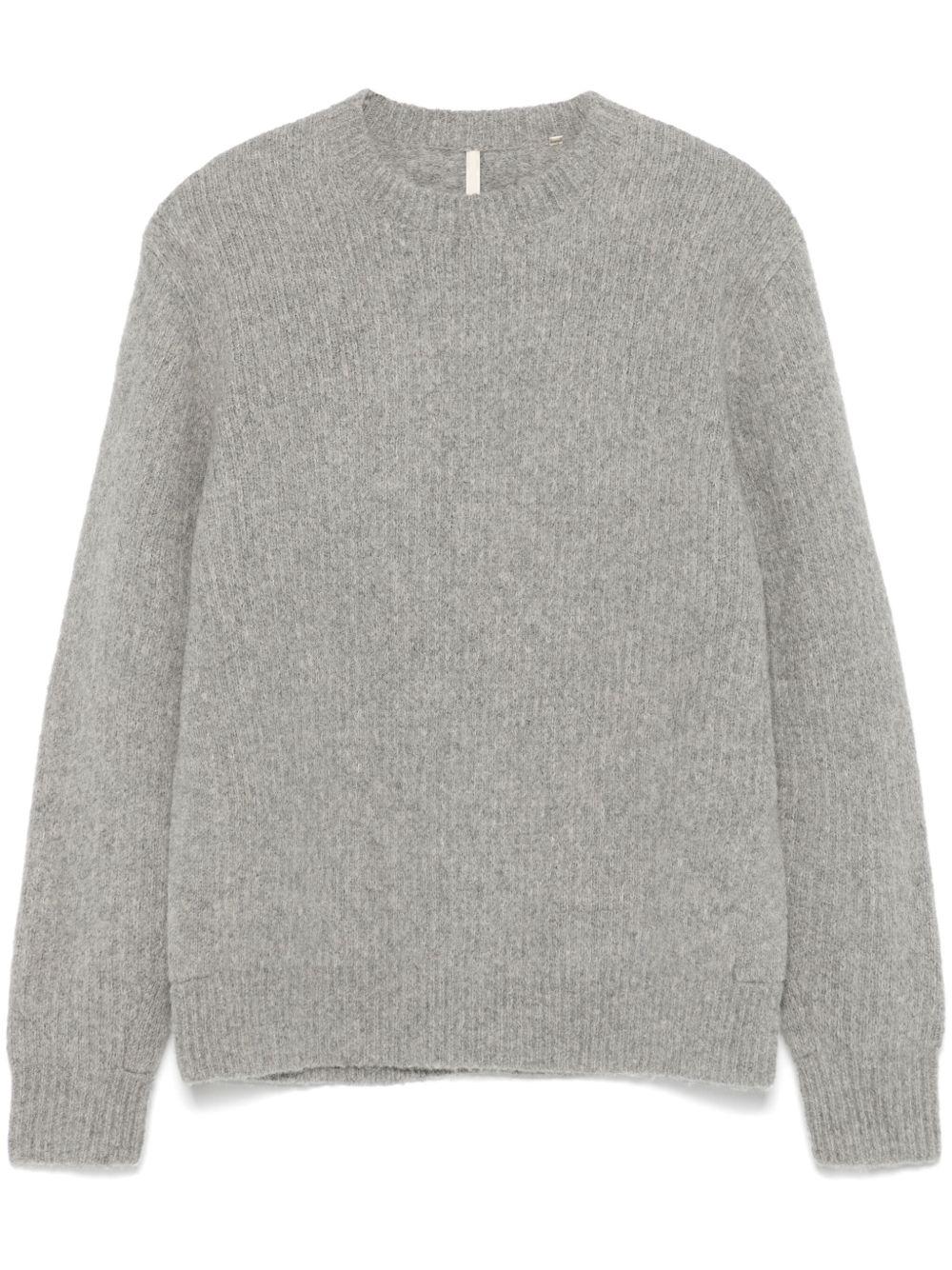 Maglione a coste in alpaca grigio melange 