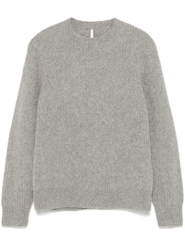 Maglione a coste in alpaca grigio melange 