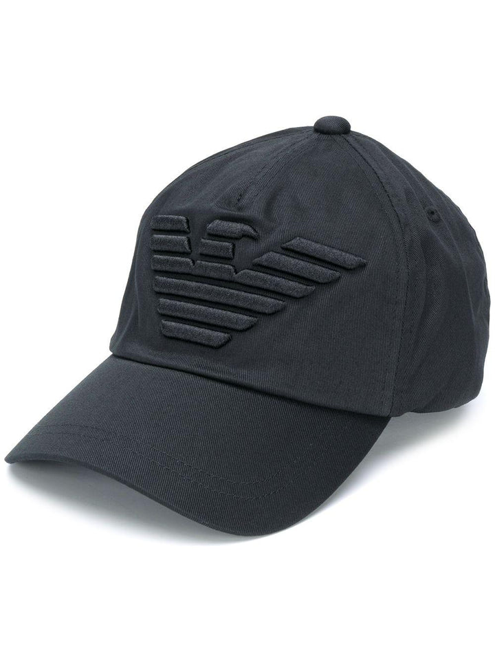 cappello nero con logo ricamato 