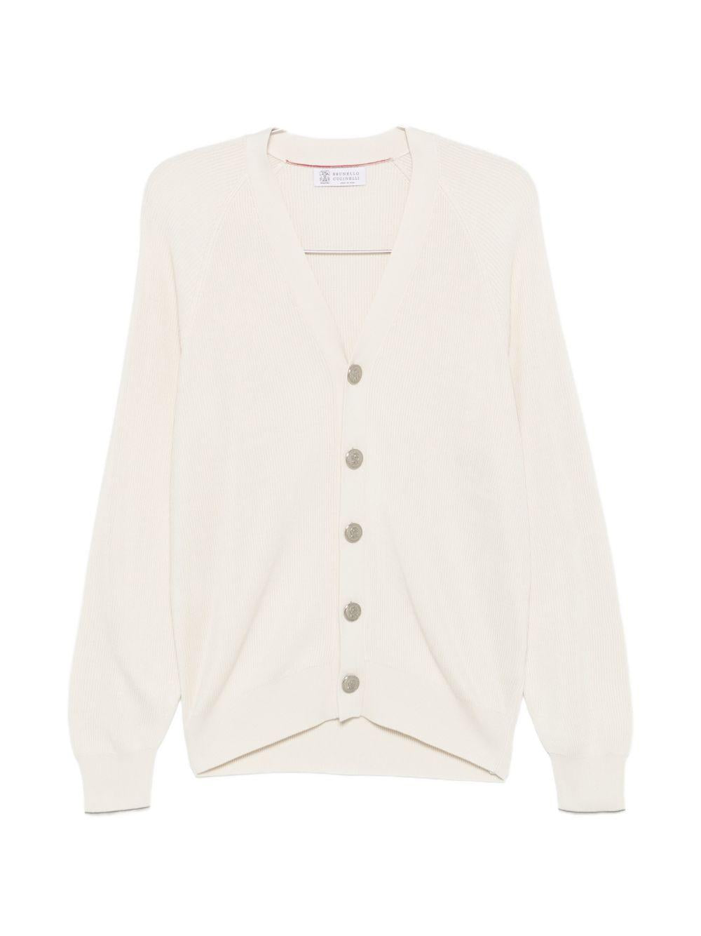 Cardigan beige con scollo a V 