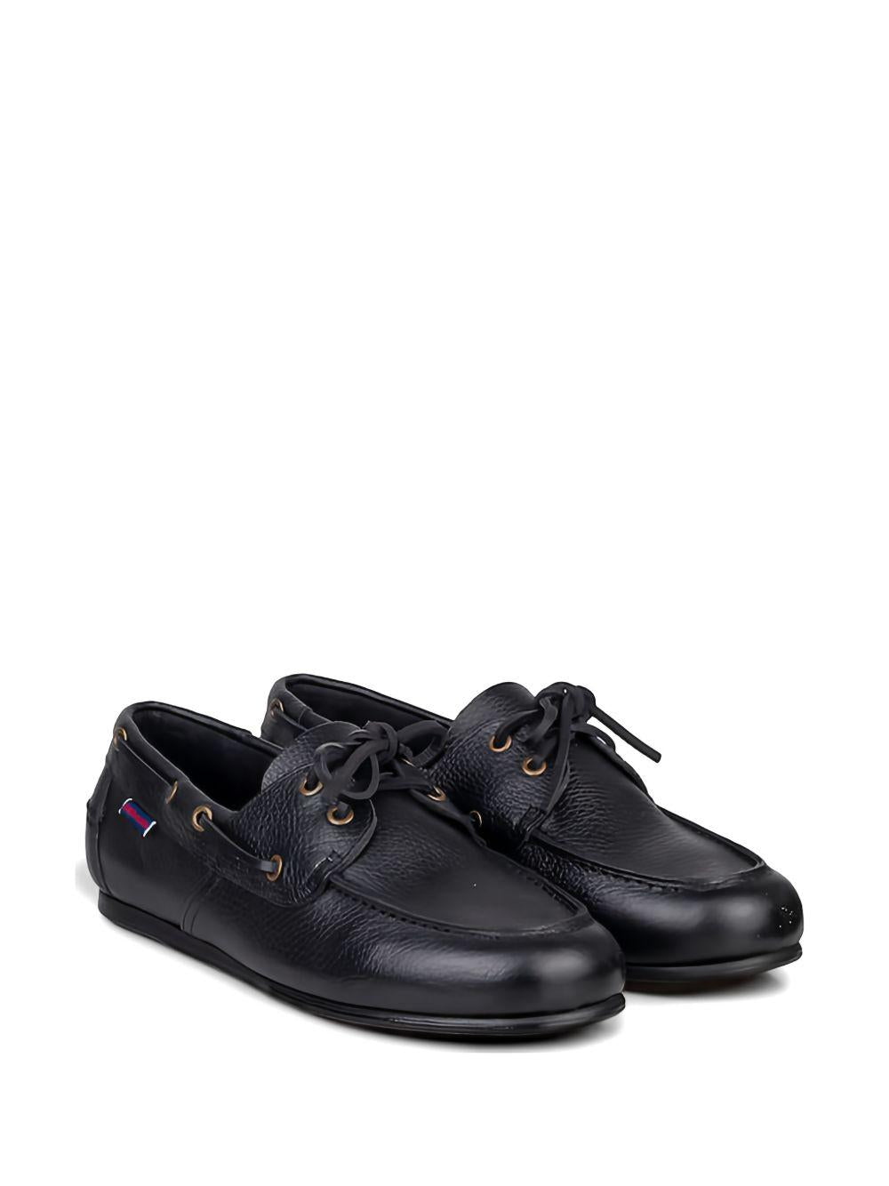 Mocassini neri Owen tumbled con lacci 