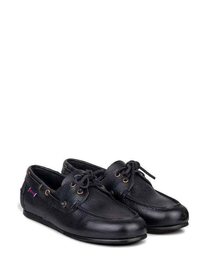 Mocassini neri Owen tumbled con lacci 
