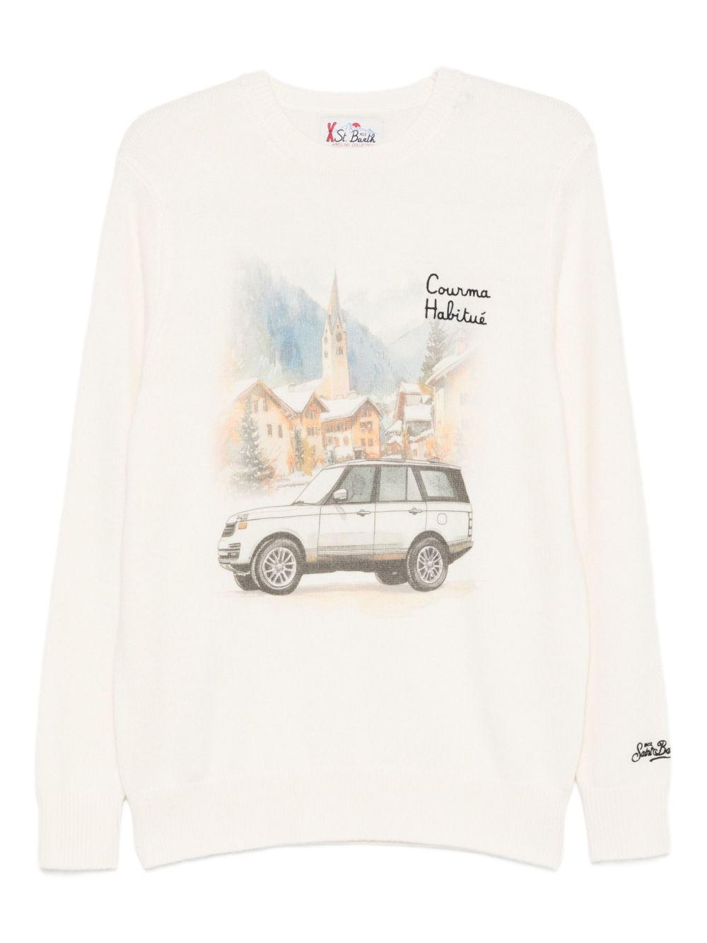 Maglione bianco con logo ricamato 