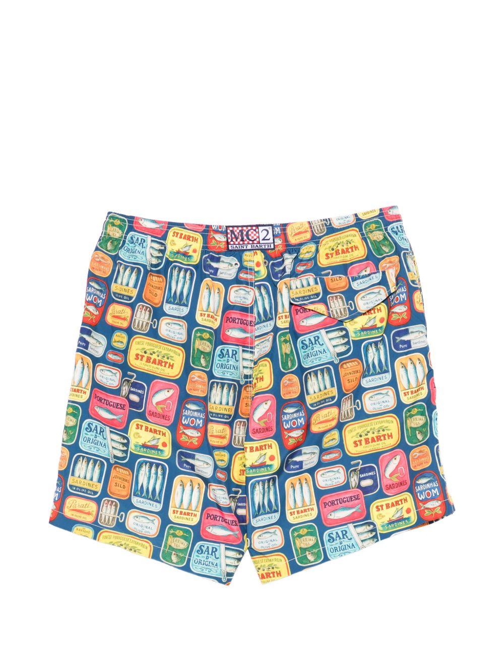 Costume da bagno blu con stampa all-over 
