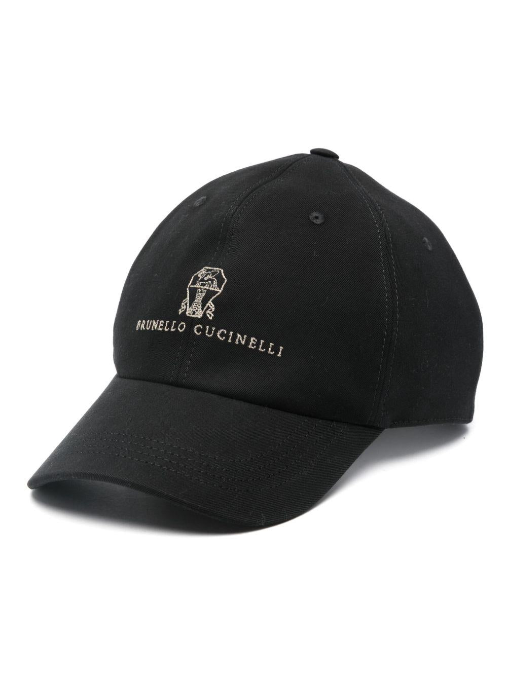 Cappello da baseball nero con ricami 