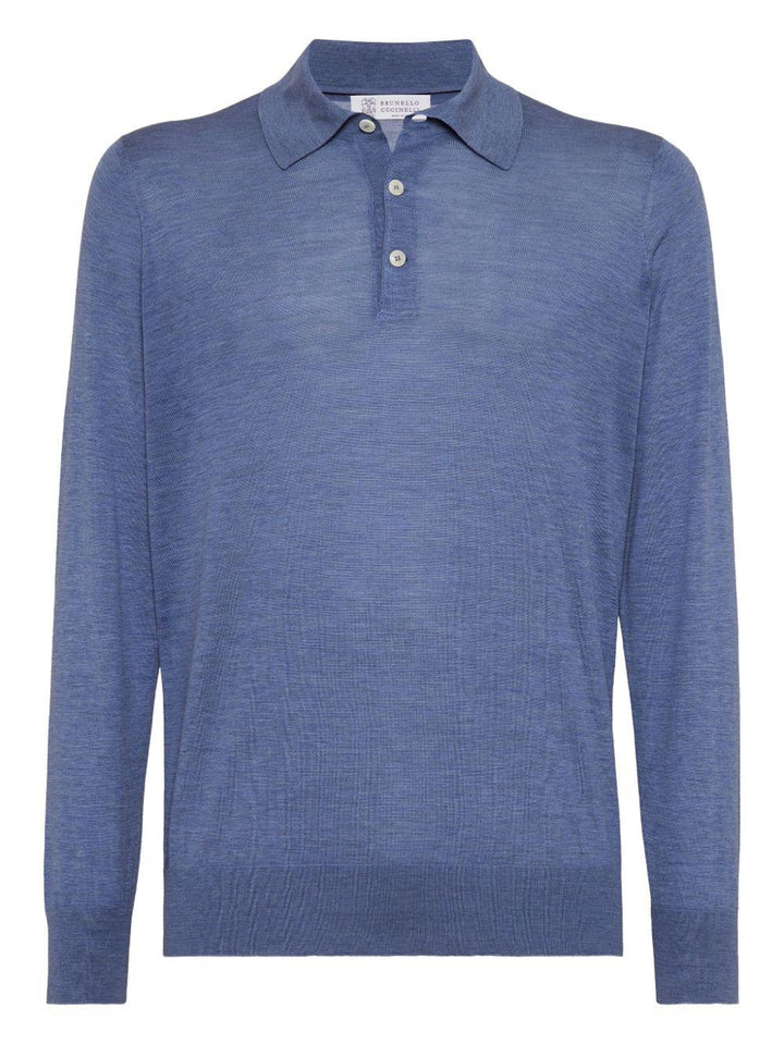 Polo in maglia leggera blu fiordaliso 