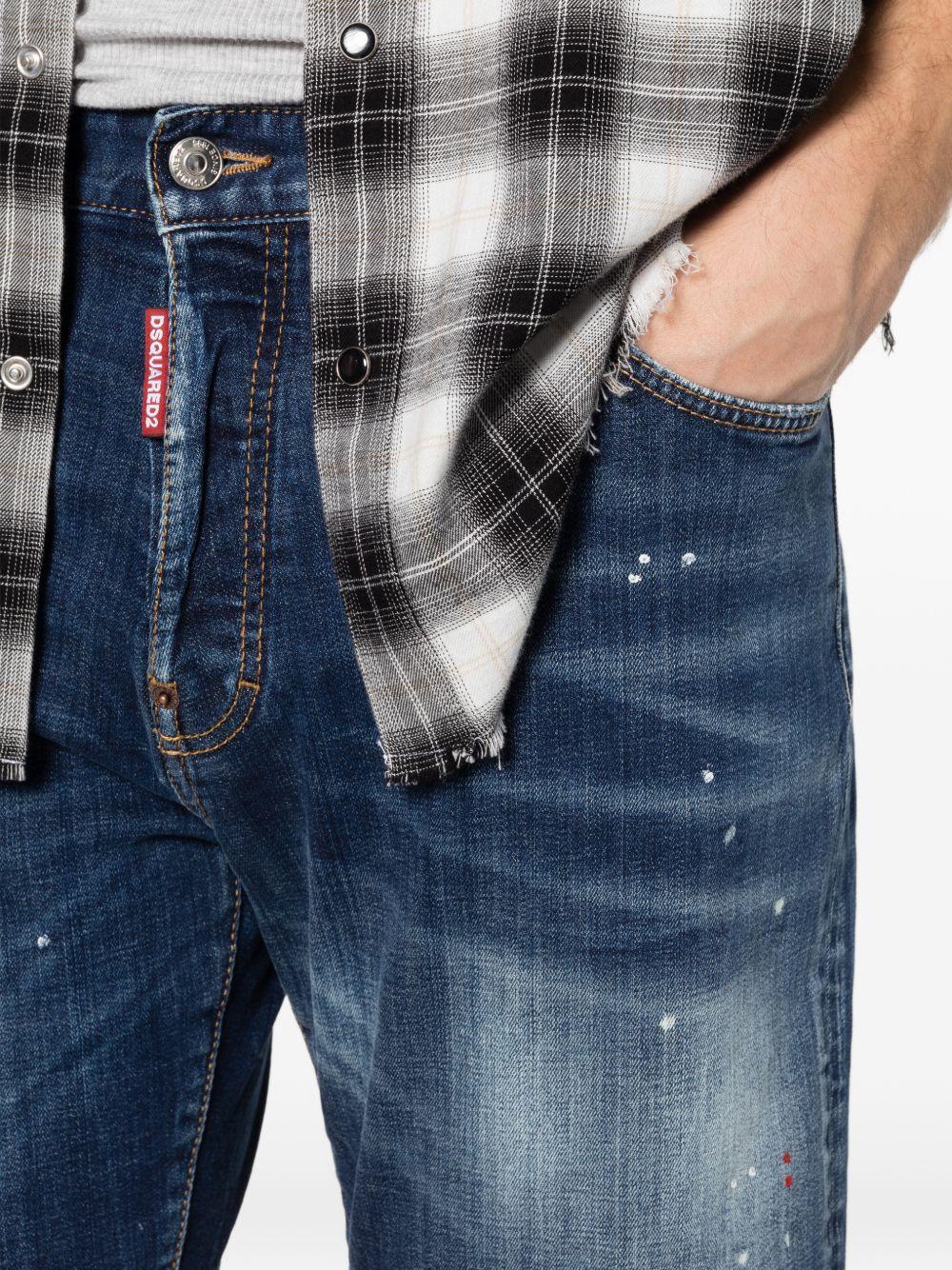 Shorts blu navy effetto distressed 