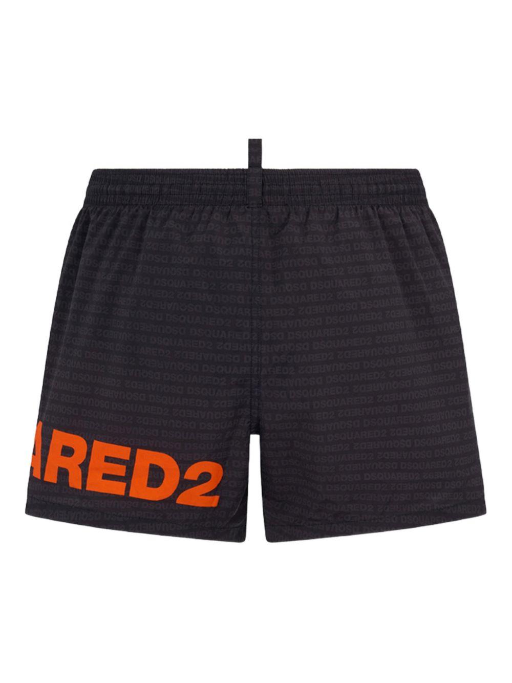 Costume da bagno nero e arancione con logo 