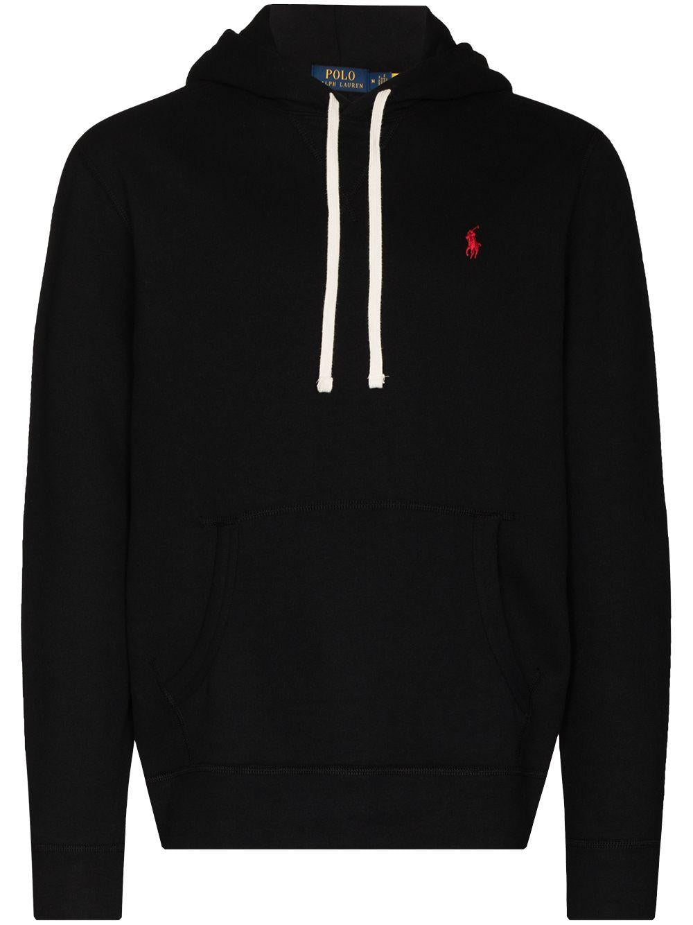 Hoodie nera con logo ricamato 