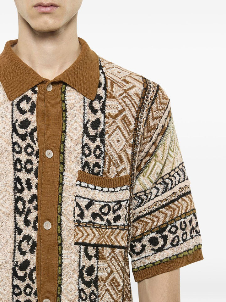 Camicia con taschino fantasia verde 