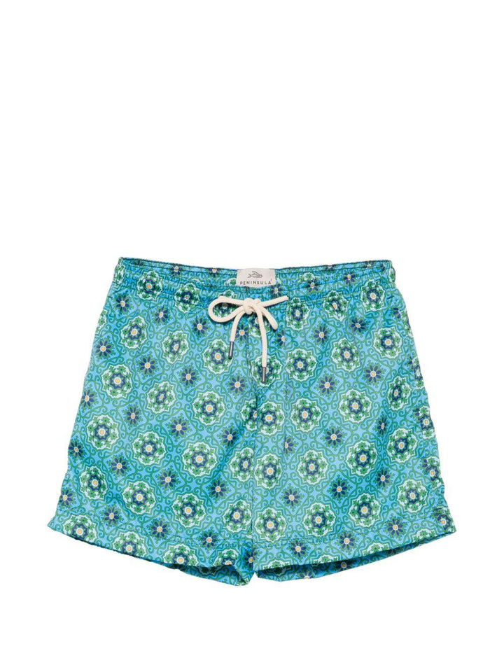 Costume da bagno blu con stampa 