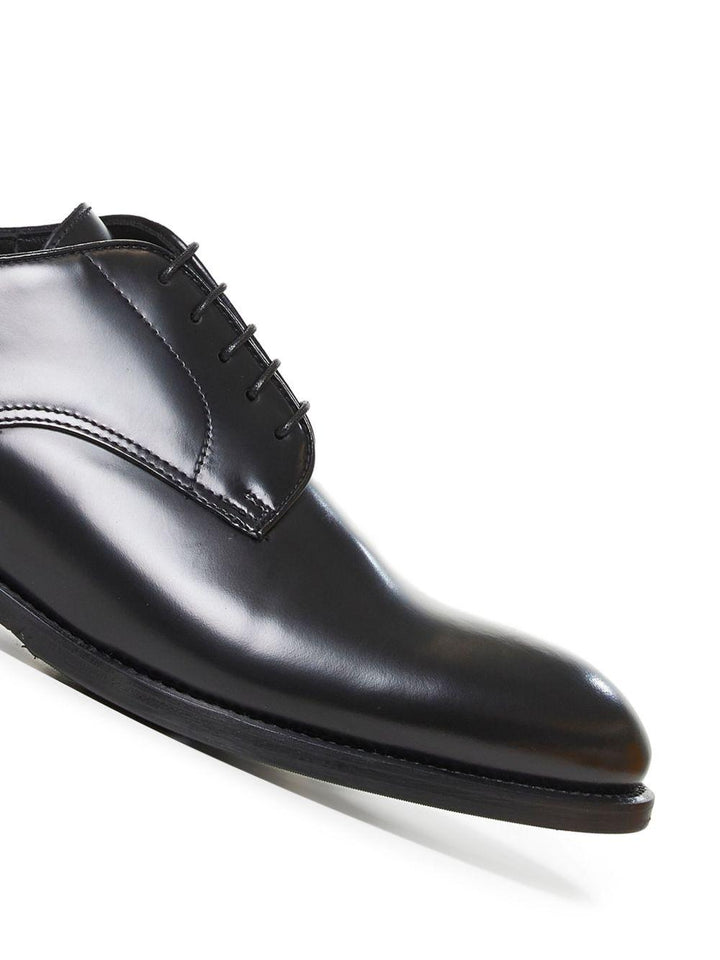 Derby stringate nere in pelle 
