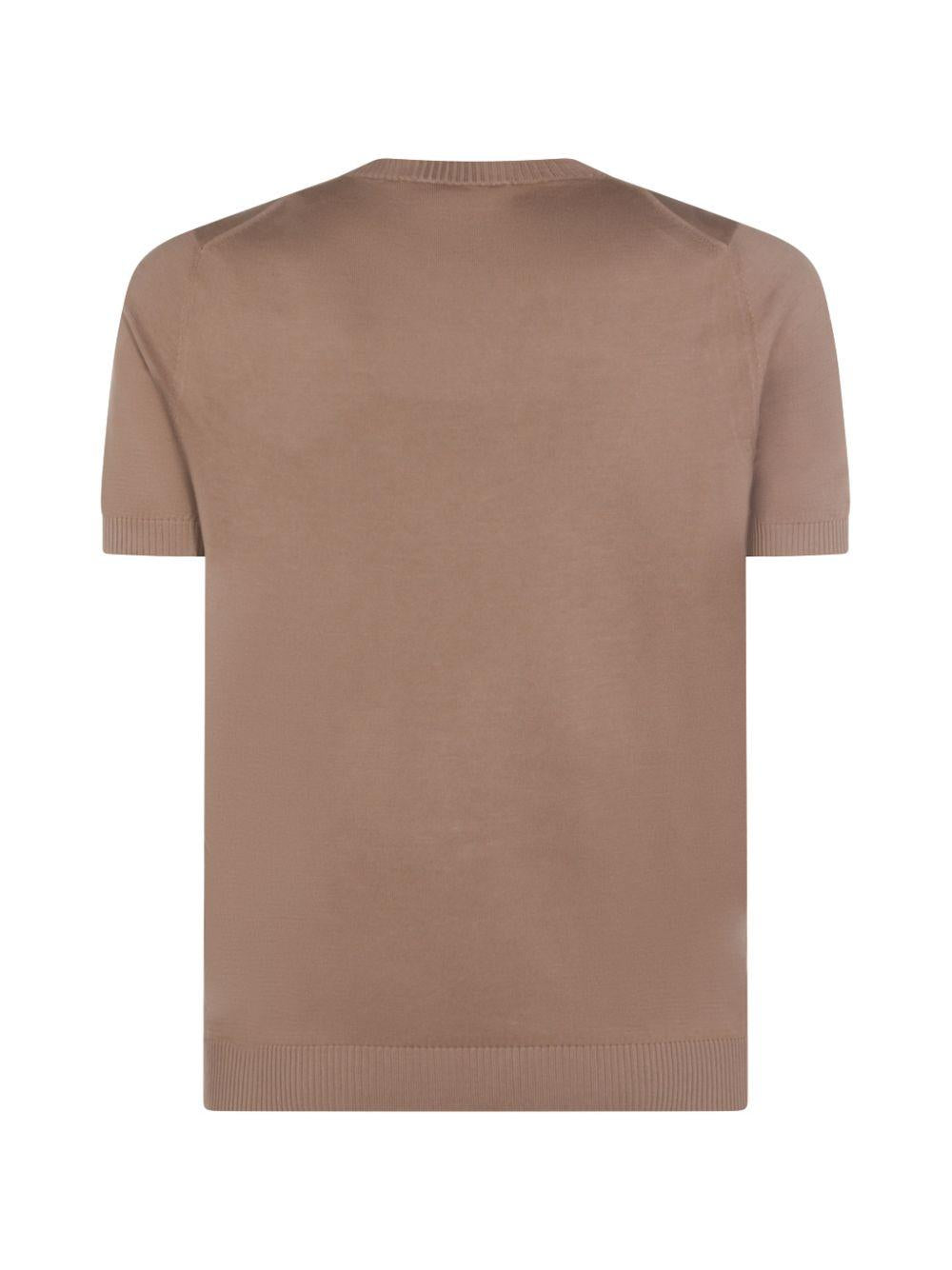T-shirt in maglia marrone 