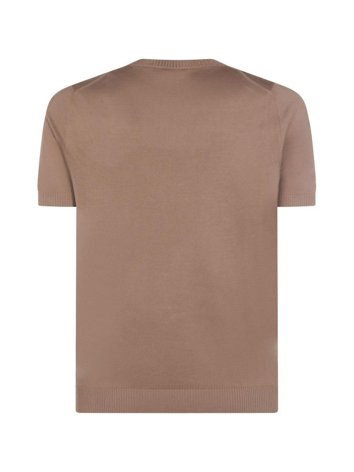 T-shirt in maglia marrone 