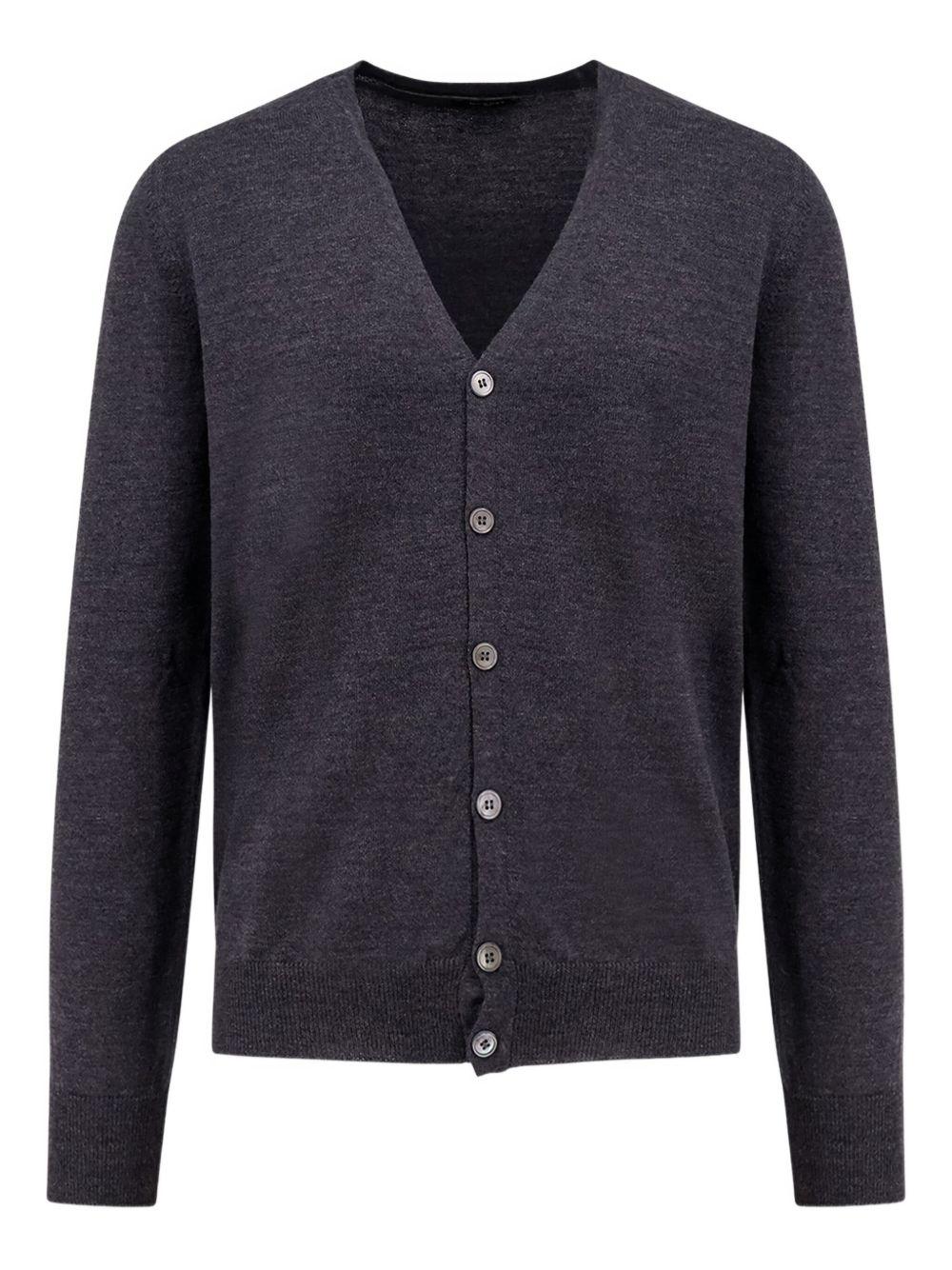 Cardigan con bottoni e scollo a V grigio scuro 