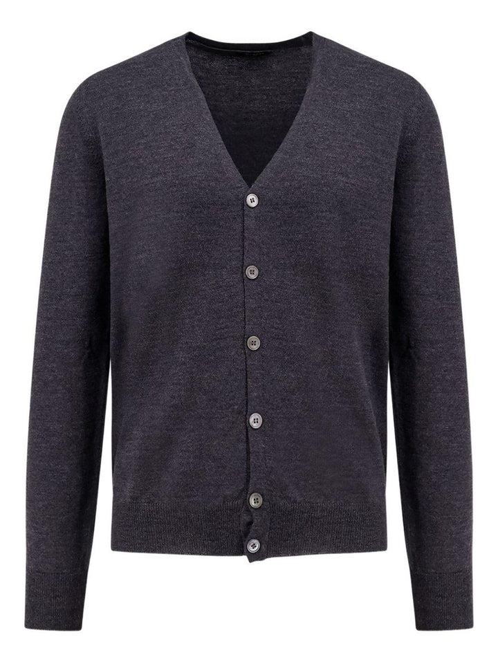 Cardigan con bottoni e scollo a V grigio scuro 