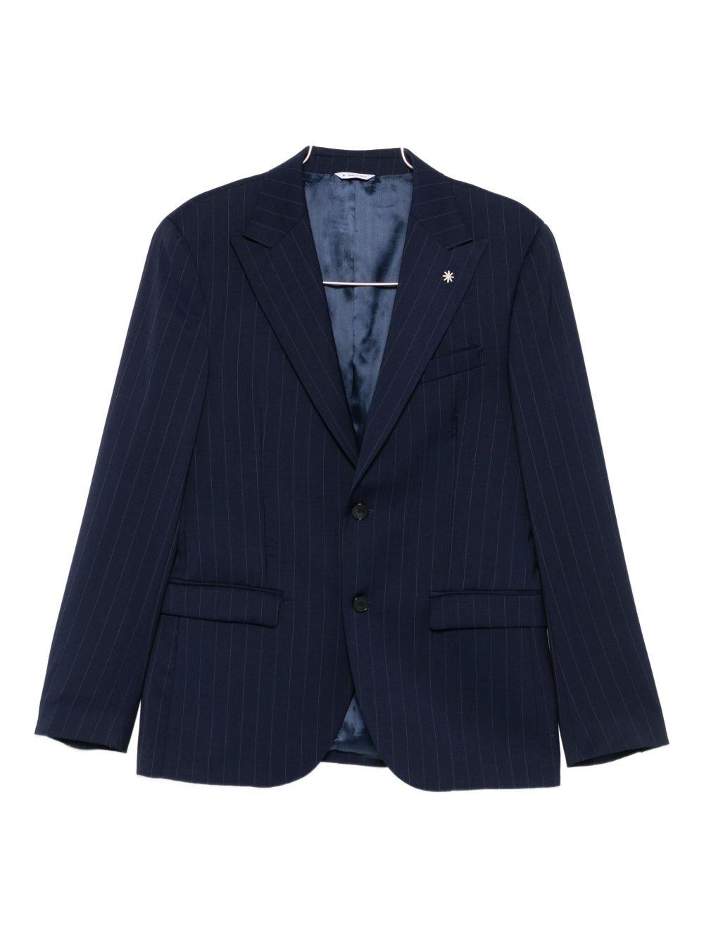 Completo monopetto gessato blu navy 