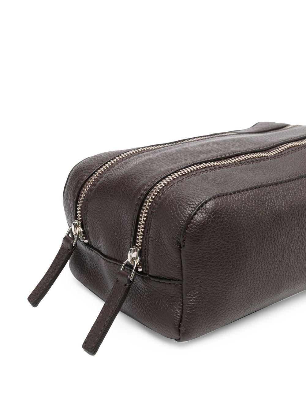 Astuccio da bagno marrone con doppia zip 