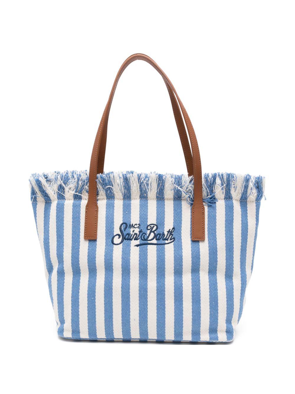 Borsa tote con frange a righe 