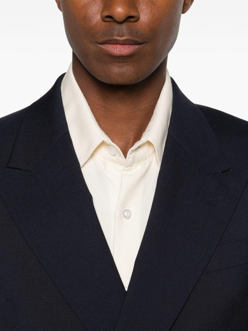 Blazer blu doppiopetto con rever a punta 