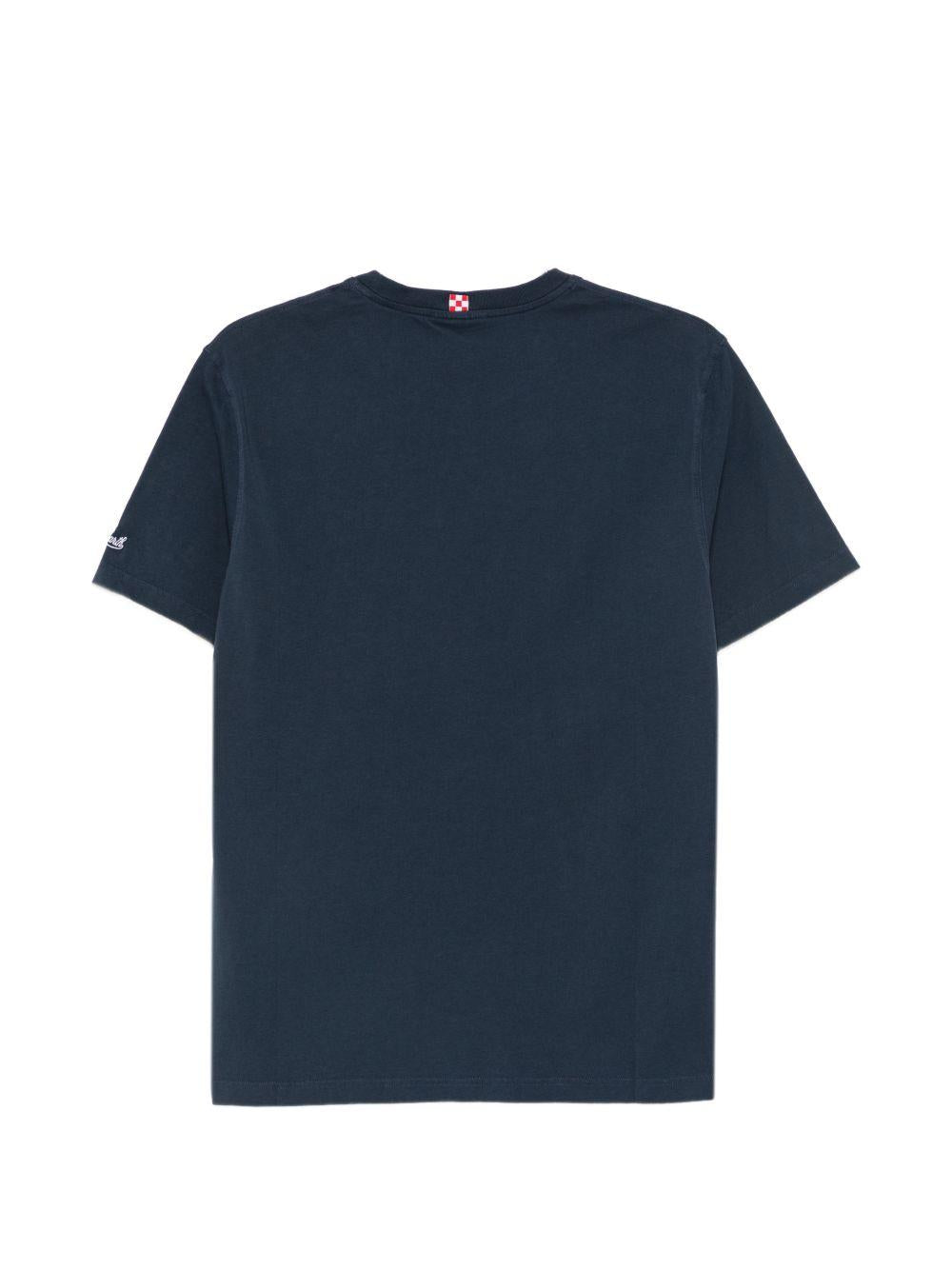 T-shirt blu con stampa grafica 