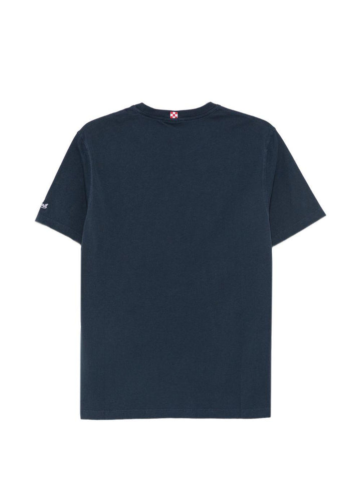 T-shirt blu con stampa grafica 
