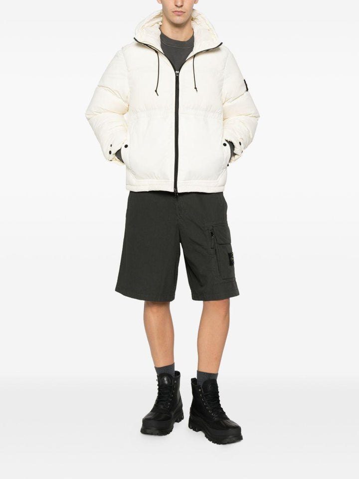 White down jacket with hood and zip