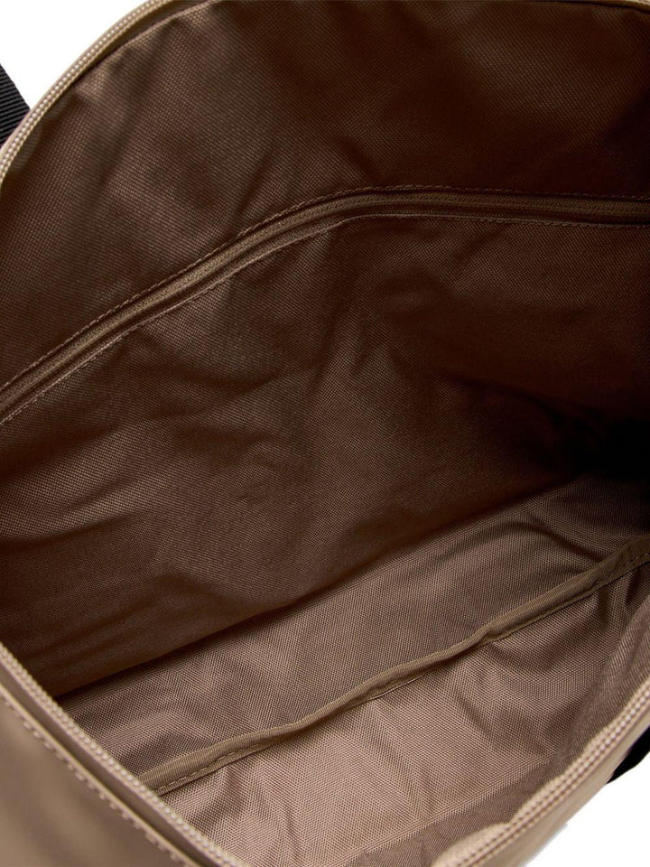 Borsa tote beige con logo inciso 
