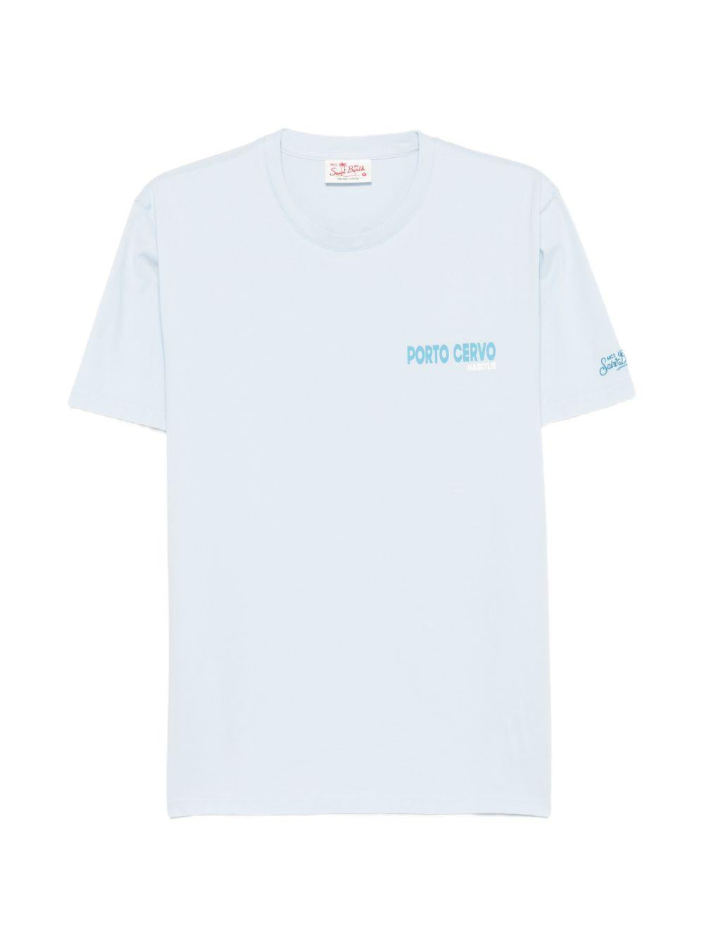 T-shirt celeste con stampa 
