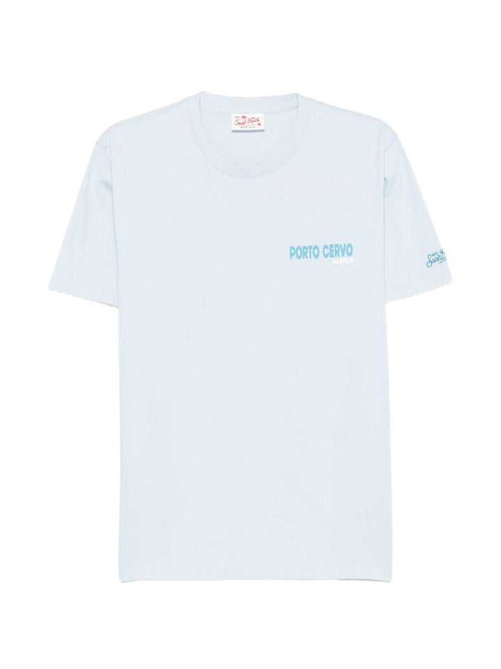 T-shirt celeste con stampa 