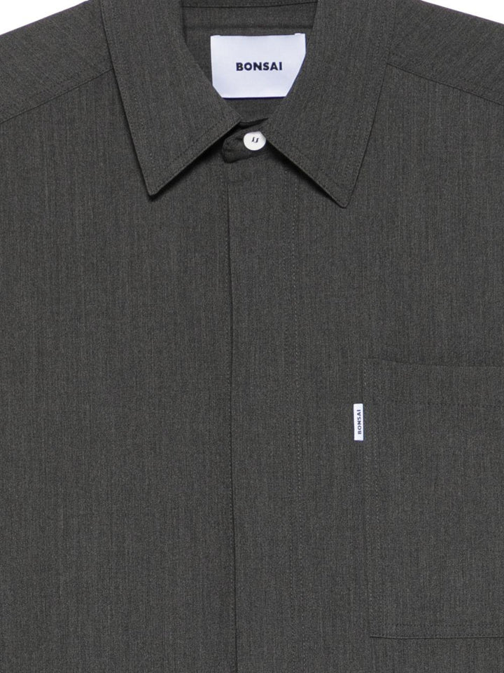 Camicia dark grey con logo ricamato 