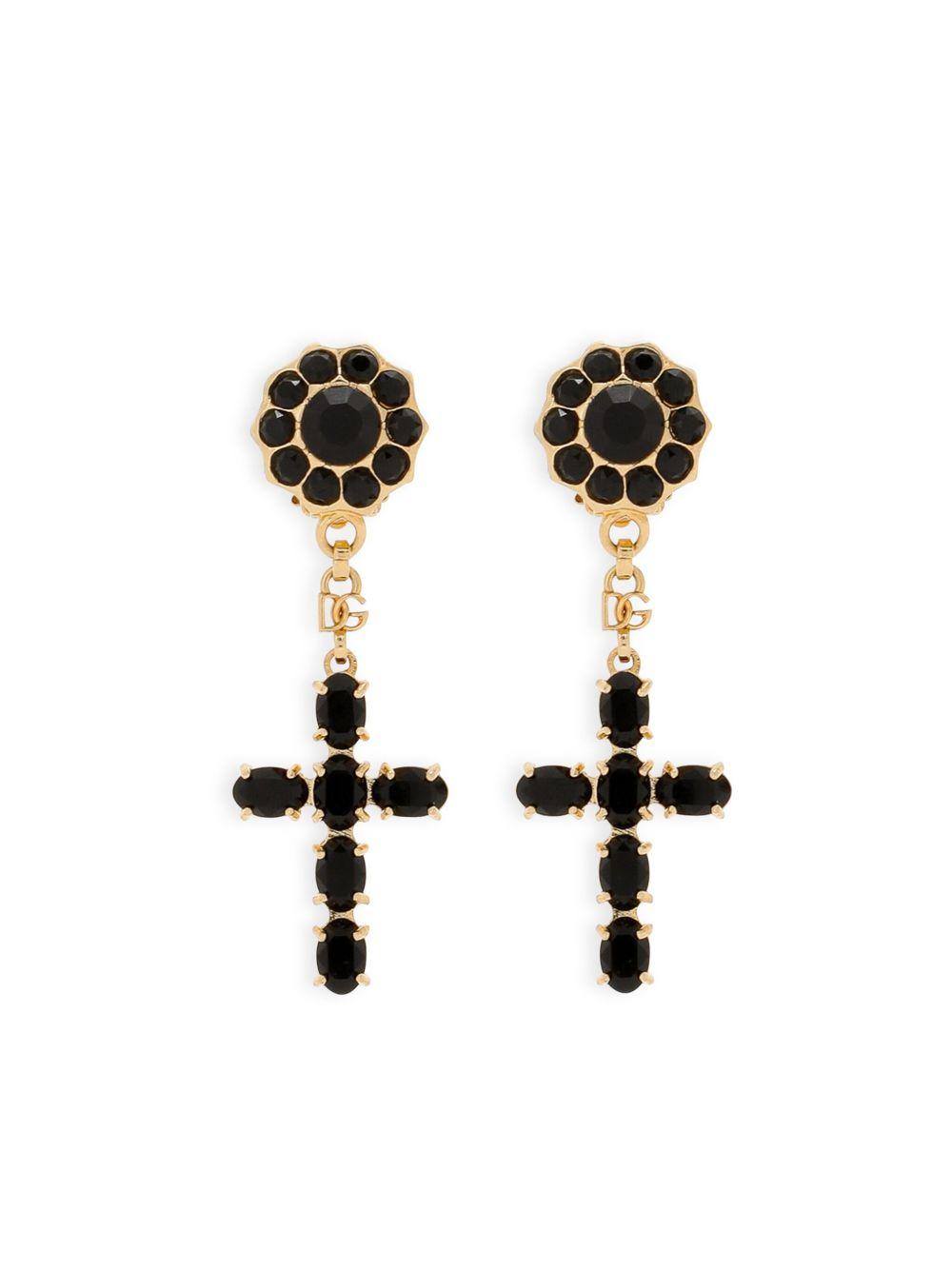 Orecchini a clip con croce pendente 