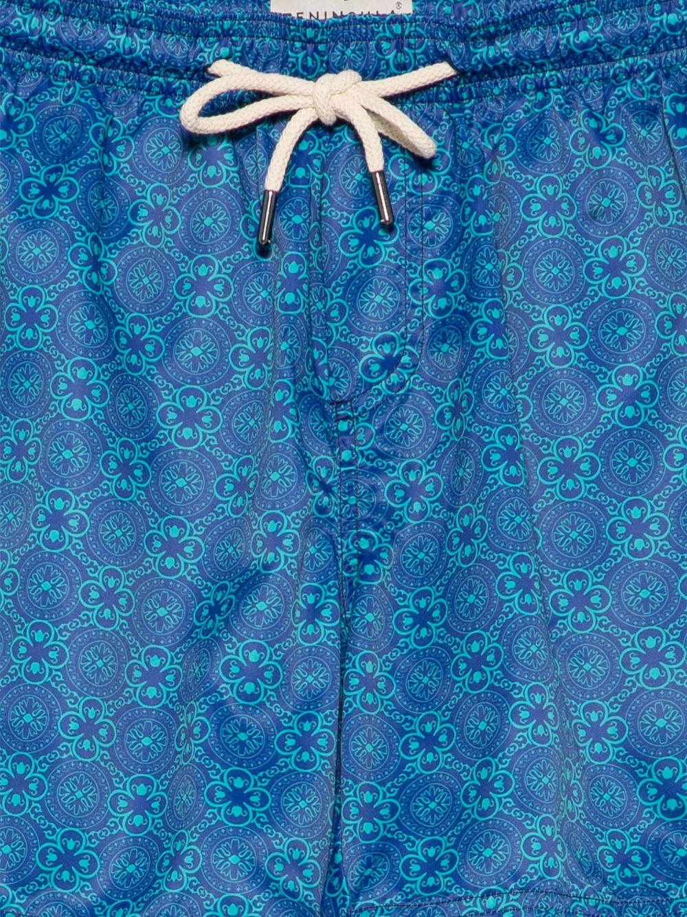 Costume da bagno blu con stampa 