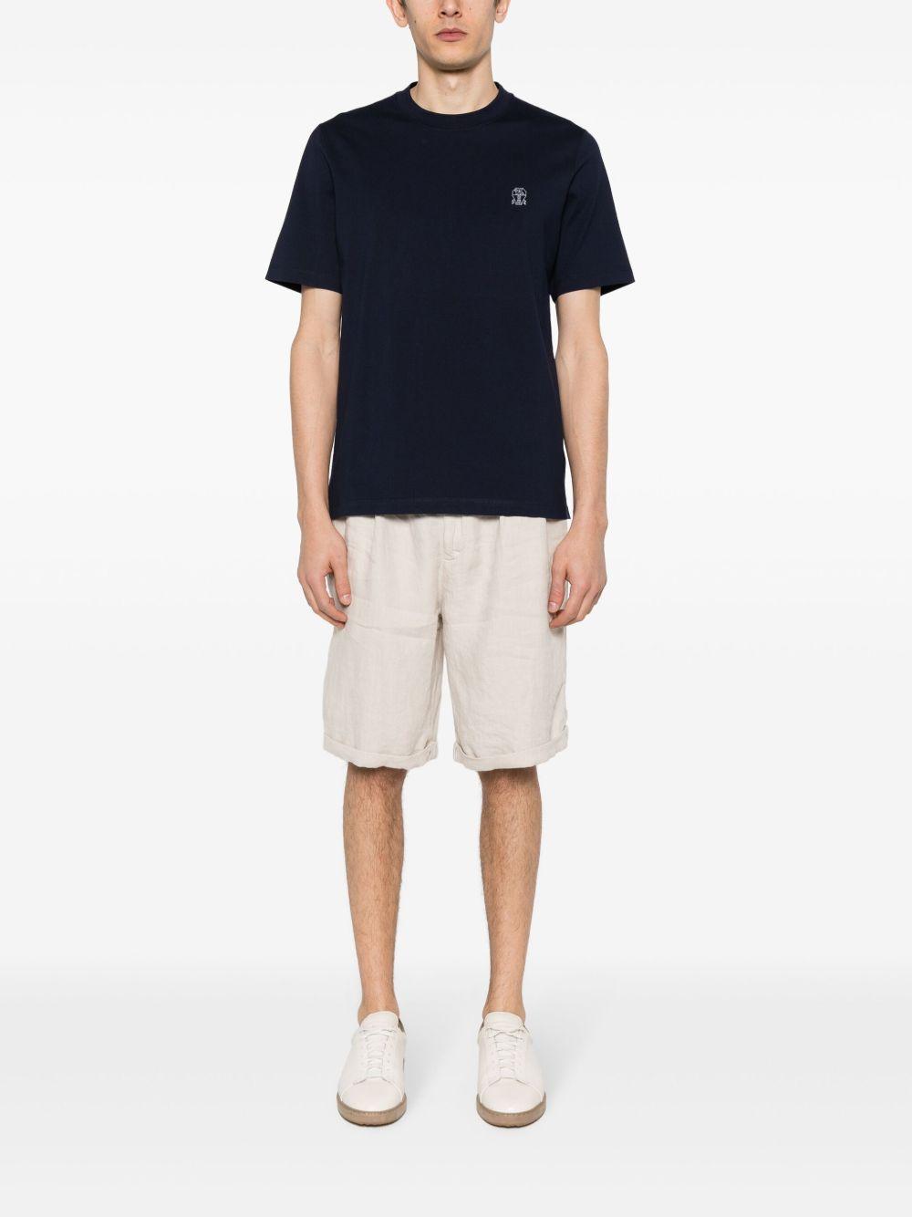 T-shirt girocollo blu con logo 