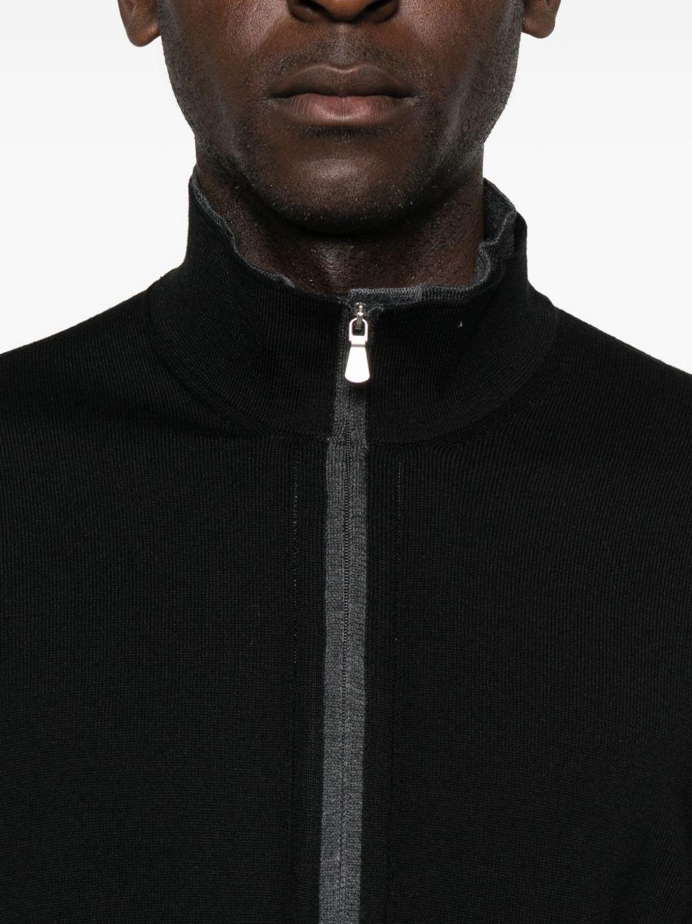 Cardigan a collo alto con zip grigio scuro 