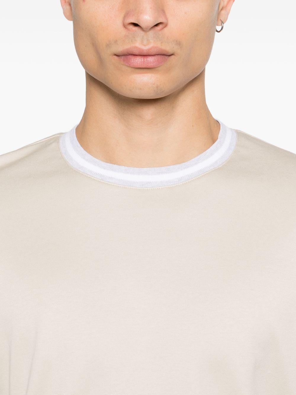 T-shirt girocollo sabbia e grigio 