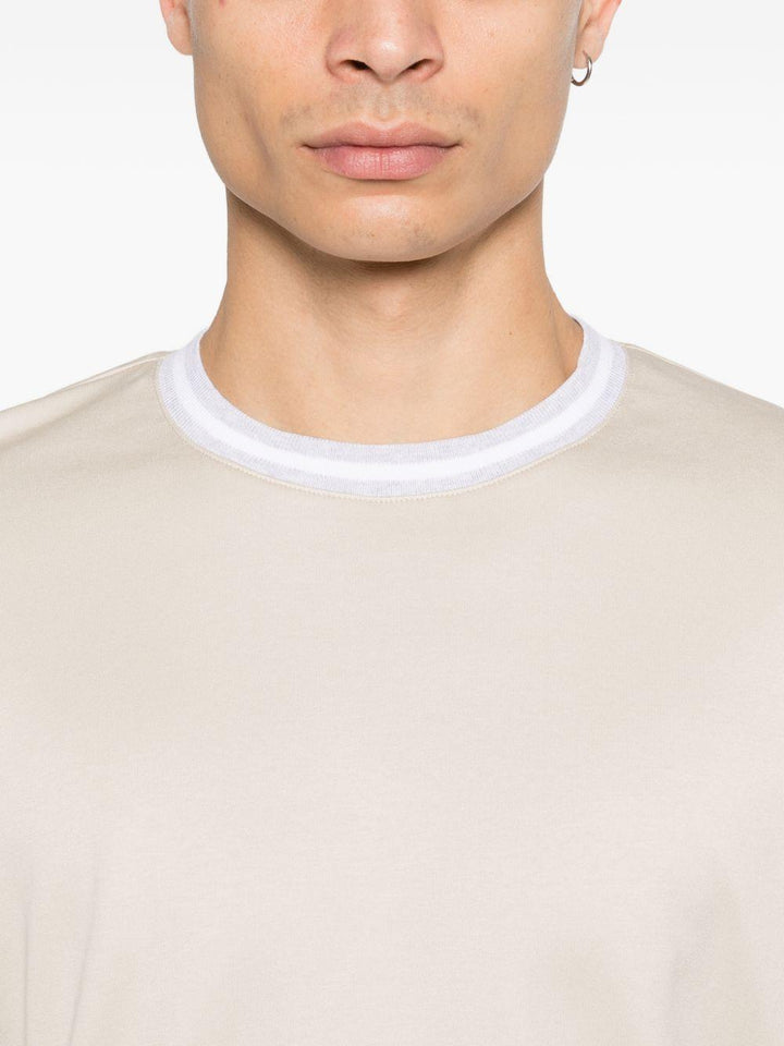 T-shirt girocollo sabbia e grigio 